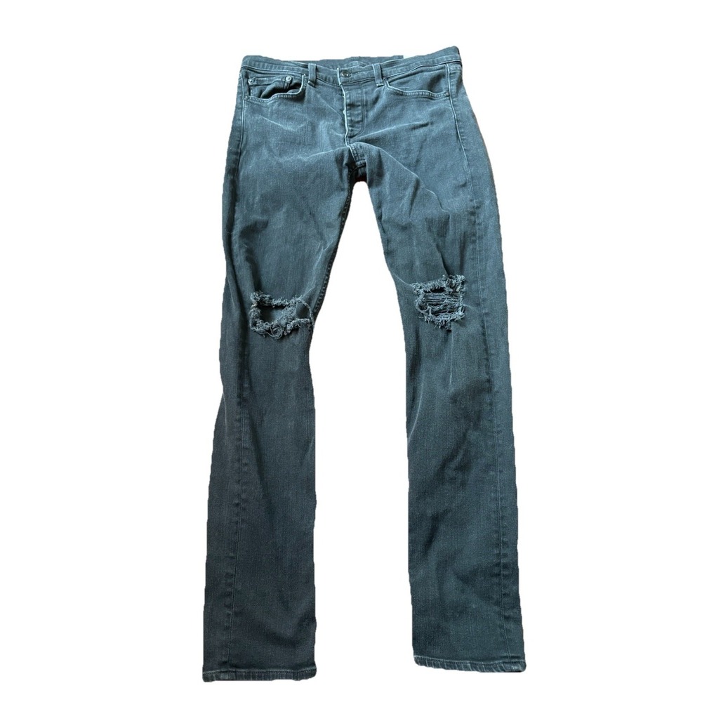 Rag & Bone Fit 1 Extra Slim Jeans Black Distressed Mens 34x30